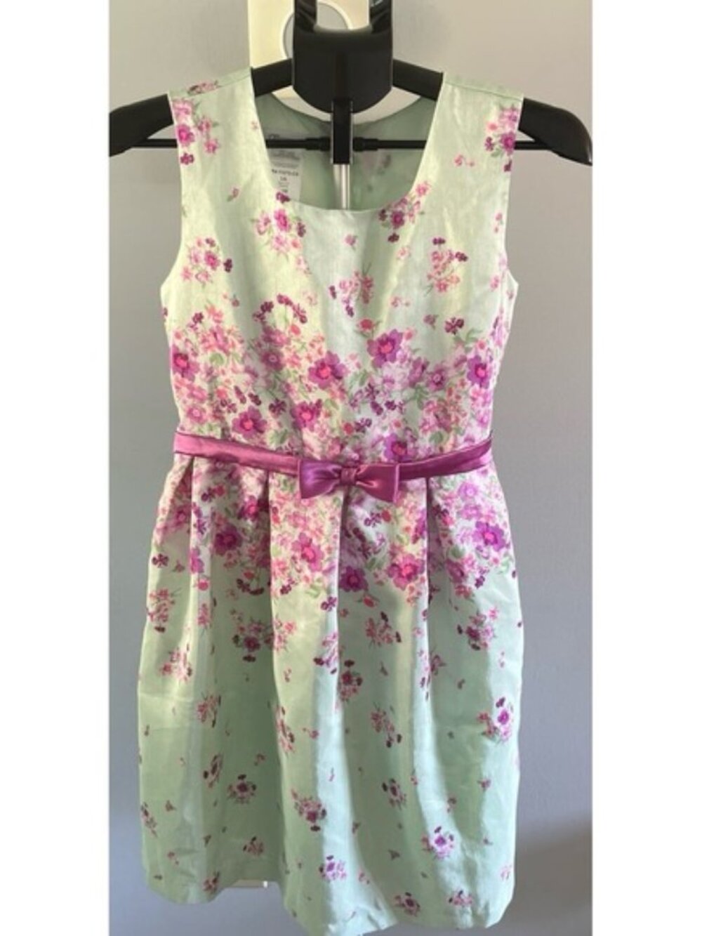 Bonnie Jean Girls Mint‎ Green purple pink flowers sleeveless Long Dress Size 16